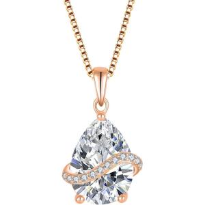image:imageInpasne Teardrop Necklace for Women 925 Sterling Silver Birthstone Necklace Pendant Jewelry Gifts for Her04 April  Zirconia  Rose Gold Plated