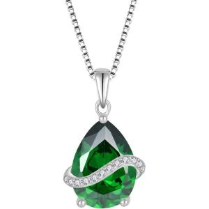 image:imageInpasne Teardrop Necklace for Women 925 Sterling Silver Birthstone Necklace Pendant Jewelry Gifts for Her05 May  Emerald