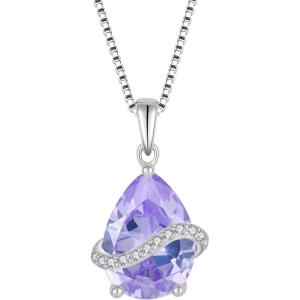 image:imageInpasne Teardrop Necklace for Women 925 Sterling Silver Birthstone Necklace Pendant Jewelry Gifts for Her06 June  Alexandrite
