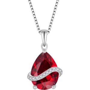 image:imageInpasne Teardrop Necklace for Women 925 Sterling Silver Birthstone Necklace Pendant Jewelry Gifts for Her07 July  Ruby