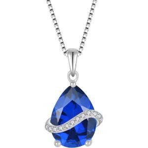 image:imageInpasne Teardrop Necklace for Women 925 Sterling Silver Birthstone Necklace Pendant Jewelry Gifts for Her09 September  Sapphire