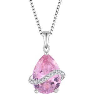 image:imageInpasne Teardrop Necklace for Women 925 Sterling Silver Birthstone Necklace Pendant Jewelry Gifts for Her10 October  Pink Tourmaline