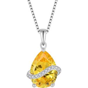 image:imageInpasne Teardrop Necklace for Women 925 Sterling Silver Birthstone Necklace Pendant Jewelry Gifts for Her11 November  Citrine