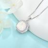 image:imageBirthstone Necklace for Women 925 Sterling Silver Princess Cut Halo Necklace Pendant Jewelry Gifts for Her10 October  Opal