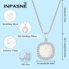 image:imageBirthstone Necklace for Women 925 Sterling Silver Princess Cut Halo Necklace Pendant Jewelry Gifts for Her10 October  Opal