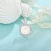 image:imageBirthstone Necklace for Women 925 Sterling Silver Princess Cut Halo Necklace Pendant Jewelry Gifts for Her10 October  Opal