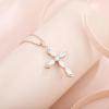 image:imageWomen Cross Necklace 925 Sterling Silver Halo Gemstone Necklace Crucifix Religious Pendant Birthstone Jewelry Gifts for Her04 April  Zirconia  Rose Gold Plated