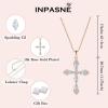 image:imageWomen Cross Necklace 925 Sterling Silver Halo Gemstone Necklace Crucifix Religious Pendant Birthstone Jewelry Gifts for Her04 April  Zirconia  Rose Gold Plated