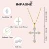 image:imageWomen Cross Necklace 925 Sterling Silver Halo Gemstone Necklace Crucifix Religious Pendant Birthstone Jewelry Gifts for Her04 April  Zirconia  Yellow Gold Plated
