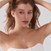 image:imageWomen Cross Necklace 925 Sterling Silver Halo Gemstone Necklace Crucifix Religious Pendant Birthstone Jewelry Gifts for Her04 April  Zirconia