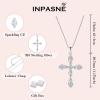 image:imageWomen Cross Necklace 925 Sterling Silver Halo Gemstone Necklace Crucifix Religious Pendant Birthstone Jewelry Gifts for Her04 April  Zirconia