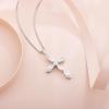 image:imageWomen Cross Necklace 925 Sterling Silver Halo Gemstone Necklace Crucifix Religious Pendant Birthstone Jewelry Gifts for Her04 April  Zirconia
