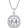 image:imageBirthstone Necklace for Women 925 Sterling Silver Princess Cut Halo Necklace Pendant Jewelry Gifts for Her04 April  Zirconia