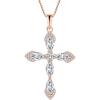 image:imageWomen Cross Necklace 925 Sterling Silver Halo Gemstone Necklace Crucifix Religious Pendant Birthstone Jewelry Gifts for Her04 April  Zirconia  Rose Gold Plated