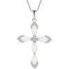 image:imageWomen Cross Necklace 925 Sterling Silver Halo Gemstone Necklace Crucifix Religious Pendant Birthstone Jewelry Gifts for Her10 October  Opal
