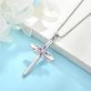 image:imageCross Necklace for Women 925 Sterling Silver Butterfly Cross Pendant Necklace Birthstone Jewelry Gifts for Her02 February  Amethyst