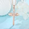 image:imageCross Necklace for Women 925 Sterling Silver Butterfly Cross Pendant Necklace Birthstone Jewelry Gifts for Her04 April  Zirconia  Rose Gold Plated