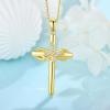 image:imageCross Necklace for Women 925 Sterling Silver Butterfly Cross Pendant Necklace Birthstone Jewelry Gifts for Her04 April  Zirconia  Yellow Gold Plated