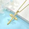 image:imageCross Necklace for Women 925 Sterling Silver Butterfly Cross Pendant Necklace Birthstone Jewelry Gifts for Her04 April  Zirconia  Yellow Gold Plated