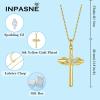 image:imageCross Necklace for Women 925 Sterling Silver Butterfly Cross Pendant Necklace Birthstone Jewelry Gifts for Her04 April  Zirconia  Yellow Gold Plated