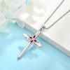 image:imageCross Necklace for Women 925 Sterling Silver Butterfly Cross Pendant Necklace Birthstone Jewelry Gifts for Her07 July  Ruby