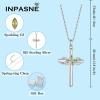 image:imageCross Necklace for Women 925 Sterling Silver Butterfly Cross Pendant Necklace Birthstone Jewelry Gifts for Her08 August  Peridot