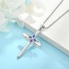 image:imageCross Necklace for Women 925 Sterling Silver Butterfly Cross Pendant Necklace Birthstone Jewelry Gifts for Her09 September  Sapphire