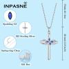 image:imageCross Necklace for Women 925 Sterling Silver Butterfly Cross Pendant Necklace Birthstone Jewelry Gifts for Her09 September  Sapphire