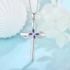 image:imageCross Necklace for Women 925 Sterling Silver Butterfly Cross Pendant Necklace Birthstone Jewelry Gifts for Her09 September  Sapphire