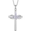 image:imageCross Necklace for Women 925 Sterling Silver Butterfly Cross Pendant Necklace Birthstone Jewelry Gifts for Her06 June  Alexandrite