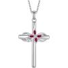 image:imageCross Necklace for Women 925 Sterling Silver Butterfly Cross Pendant Necklace Birthstone Jewelry Gifts for Her07 July  Ruby