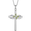 image:imageCross Necklace for Women 925 Sterling Silver Butterfly Cross Pendant Necklace Birthstone Jewelry Gifts for Her08 August  Peridot