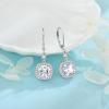 image:imageWomen Leverback Earrings 925 Sterling Silver Princess Cut Halo Earrings Birthstone Dangle Drop Earrings for Women Her Mom Wife04 April  Zirconia