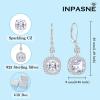 image:imageWomen Leverback Earrings 925 Sterling Silver Princess Cut Halo Earrings Birthstone Dangle Drop Earrings for Women Her Mom Wife04 April  Zirconia