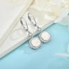 image:imageWomen Leverback Earrings 925 Sterling Silver Princess Cut Halo Earrings Birthstone Dangle Drop Earrings for Women Her Mom Wife10 October  Opal