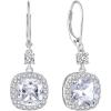image:imageWomen Leverback Earrings 925 Sterling Silver Princess Cut Halo Earrings Birthstone Dangle Drop Earrings for Women Her Mom Wife04 April  Zirconia
