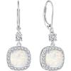 image:imageWomen Leverback Earrings 925 Sterling Silver Princess Cut Halo Earrings Birthstone Dangle Drop Earrings for Women Her Mom Wife10 October  Opal