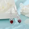 image:imageInfinity Celtic Knot Jewelry Set for Women 925 Sterling Silver Irish Necklace Garnet Dangle Drop Leverback Earrings January Birthstone Jewelry Gifts for Her Mom
