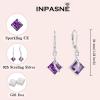 image:imageSquare Princess Cut Necklace and Earrings Set 925 Sterling Silver Solitaire Amethyst Jewelry Set for Women February Birthstone Jewelry Gifts for Her