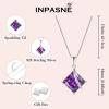 image:imageSquare Princess Cut Necklace and Earrings Set 925 Sterling Silver Solitaire Amethyst Jewelry Set for Women February Birthstone Jewelry Gifts for Her