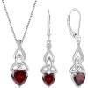 image:imageInfinity Celtic Knot Jewelry Set for Women 925 Sterling Silver Irish Necklace Garnet Dangle Drop Leverback Earrings January Birthstone Jewelry Gifts for Her Mom
