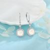 image:imagePrincess Cut Jewelry Set for Women 925 Sterling Silver Opal October Birthstone Necklace Halo Dangle Drop Leverback Earrings Jewelry Gifts for Her
