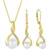 image:image18K Yellow Gold Plated Freshwater Pearl Necklace and Earrings Set for Women 925 Sterling Silver Pearl Jewelry Gifts for Her