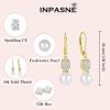 image:image18K Gold Plated Pearl Jewelry Set 925 Sterling Silver Cubic Zirconia and Pearl Necklace Earrings April Birthstone Jewelry for Women