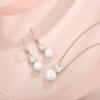 image:image18K Rose Gold Plated Pearl Jewelry Set 925 Sterling Silver Cubic Zirconia and Pearl Necklace Earrings April Birthstone Jewelry for Women
