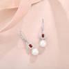 image:imagePearl Earrings for Women 925 Sterling Silver Birthstone and Pearl Dangle Drop Leverback Earrings Jewelry Gifts for Her01 January  Garnet