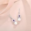image:imagePearl Earrings for Women 925 Sterling Silver Birthstone and Pearl Dangle Drop Leverback Earrings Jewelry Gifts for Her02 February  Amethyst