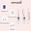 image:imagePearl Earrings for Women 925 Sterling Silver Birthstone and Pearl Dangle Drop Leverback Earrings Jewelry Gifts for Her02 February  Amethyst