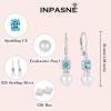 image:imagePearl Earrings for Women 925 Sterling Silver Birthstone and Pearl Dangle Drop Leverback Earrings Jewelry Gifts for Her03 March  Aquamarine
