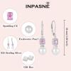 image:imagePearl Earrings for Women 925 Sterling Silver Birthstone and Pearl Dangle Drop Leverback Earrings Jewelry Gifts for Her10 October  Pink Tourmaline